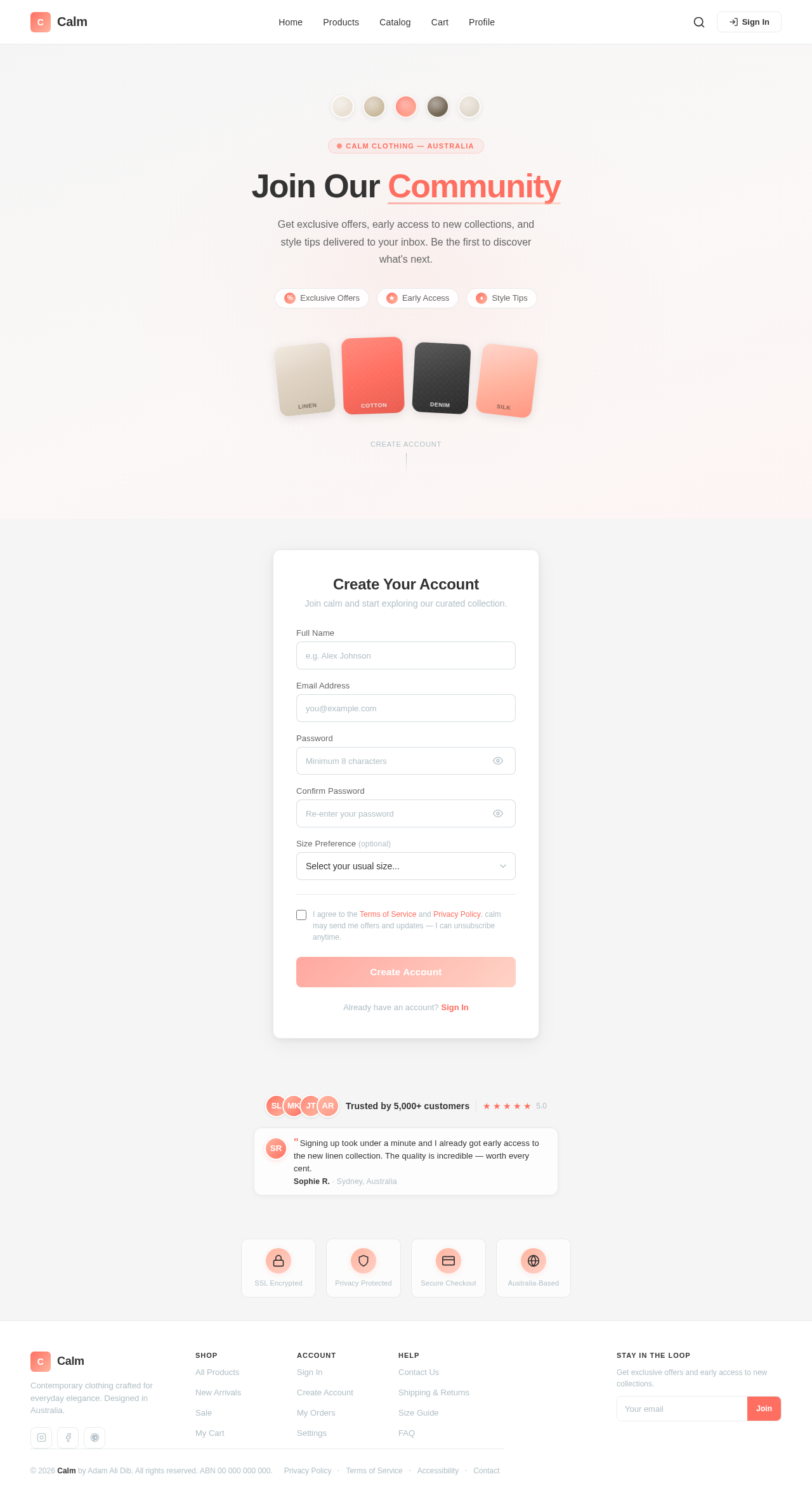 Signup design preview