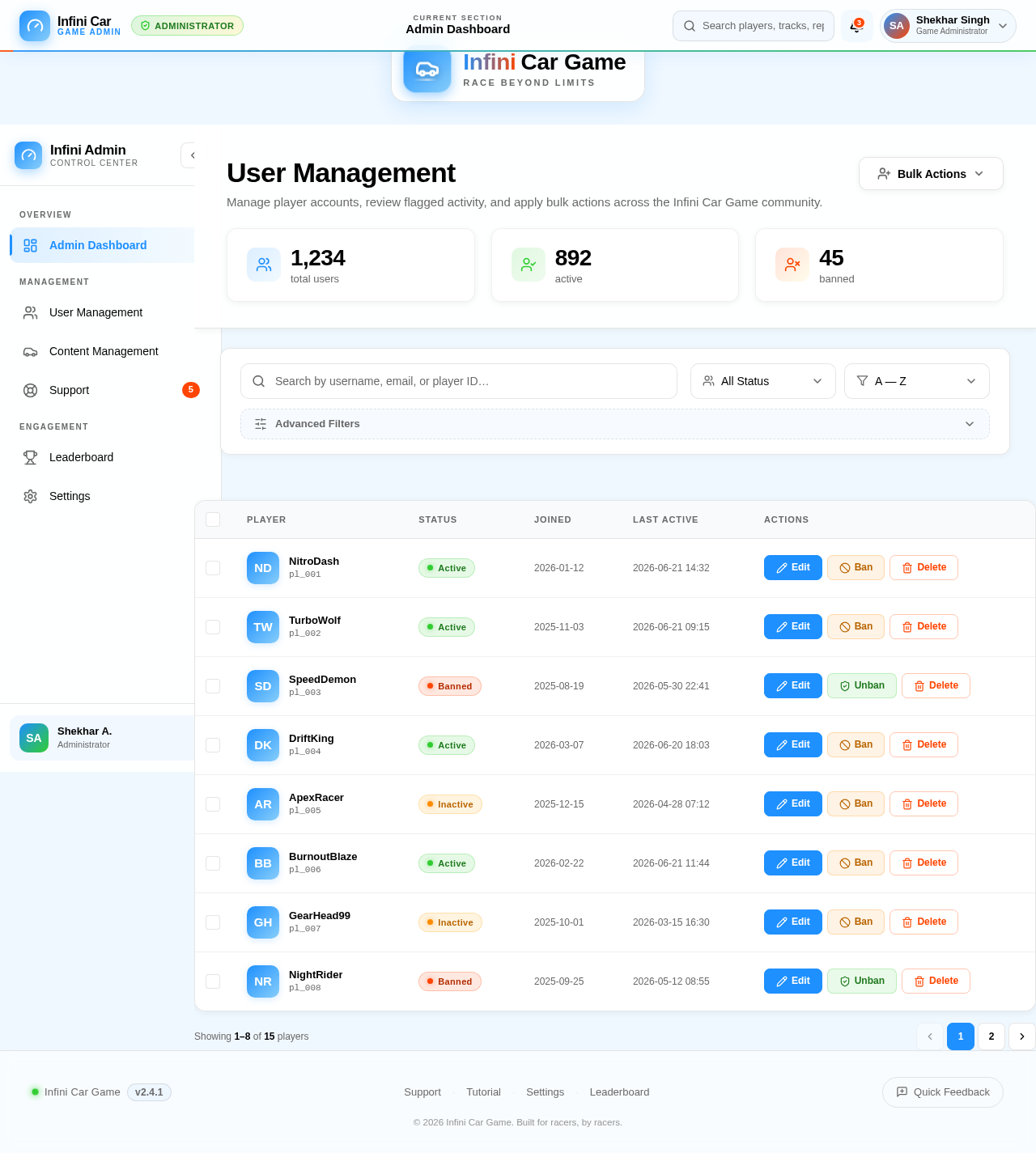 User Management design preview