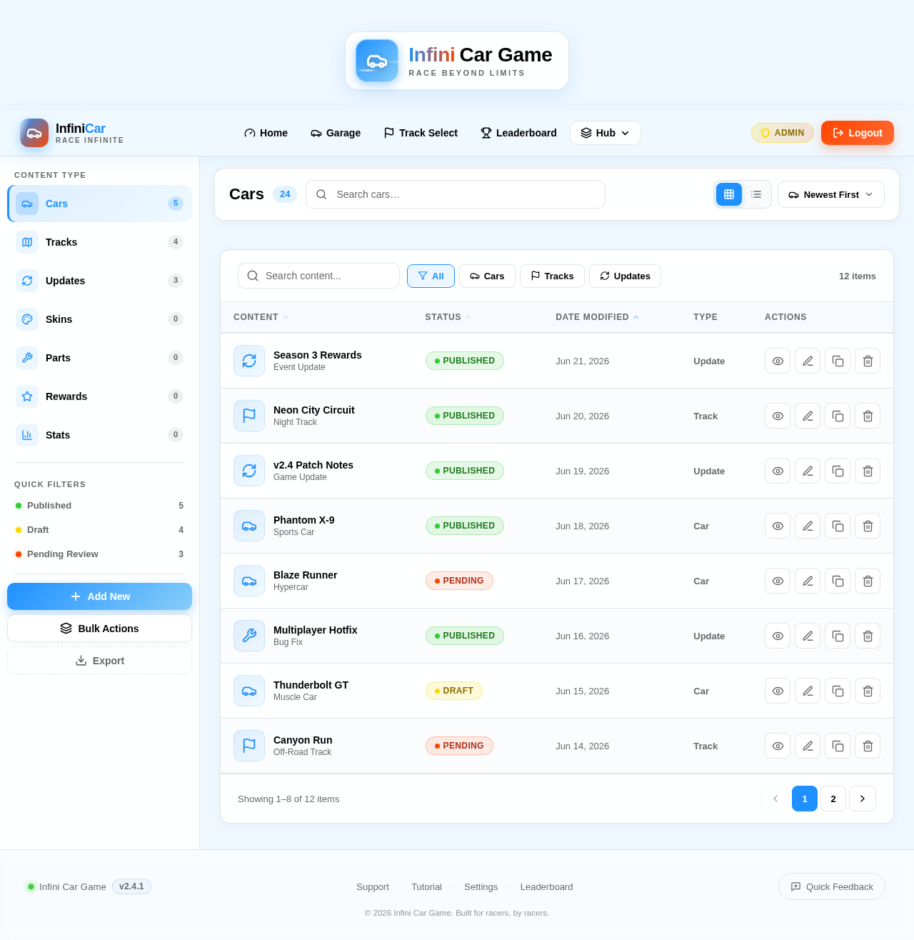 Content Management design preview