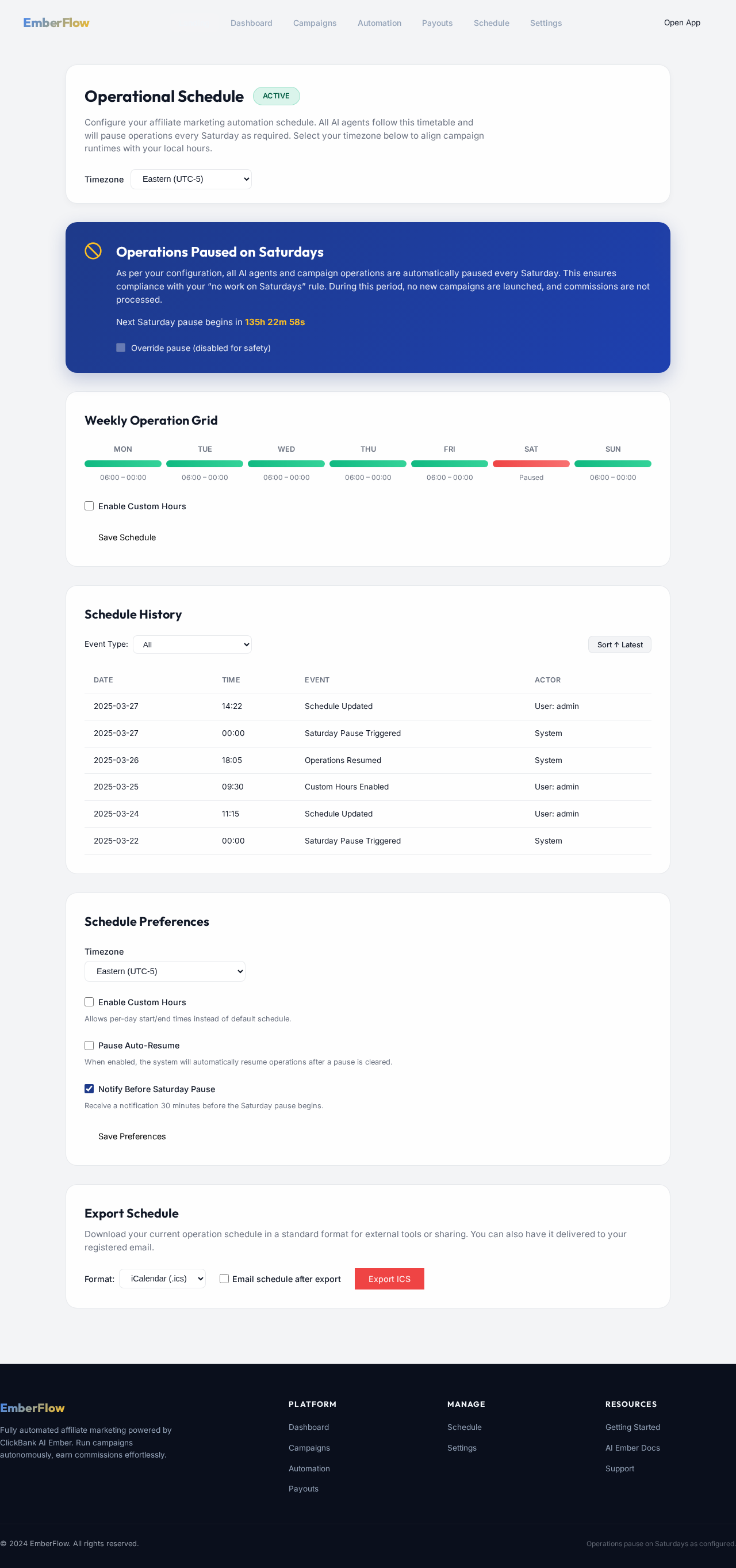 Schedule design preview