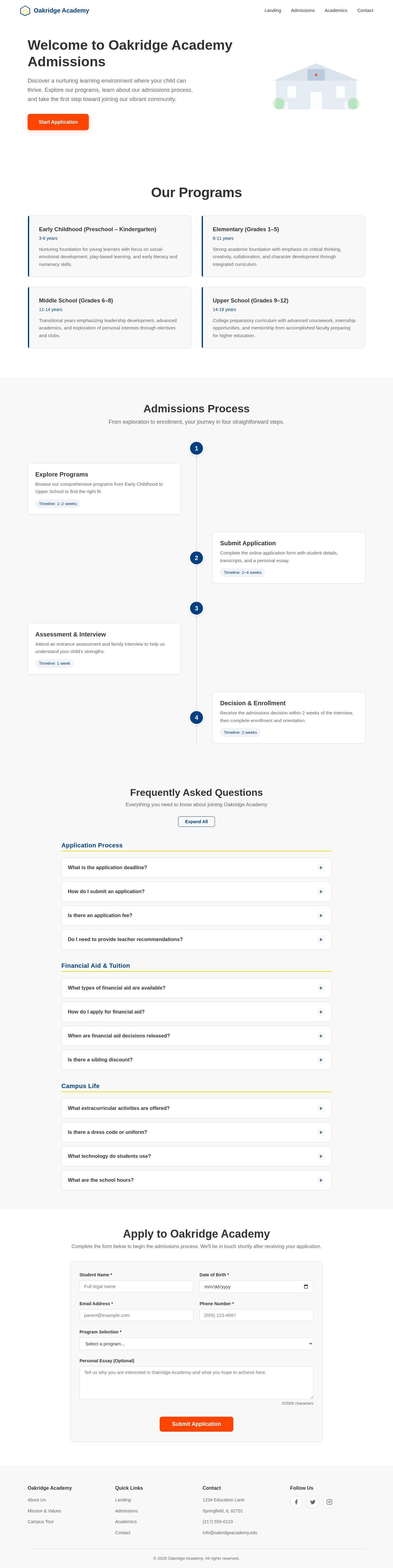 Admissions design preview