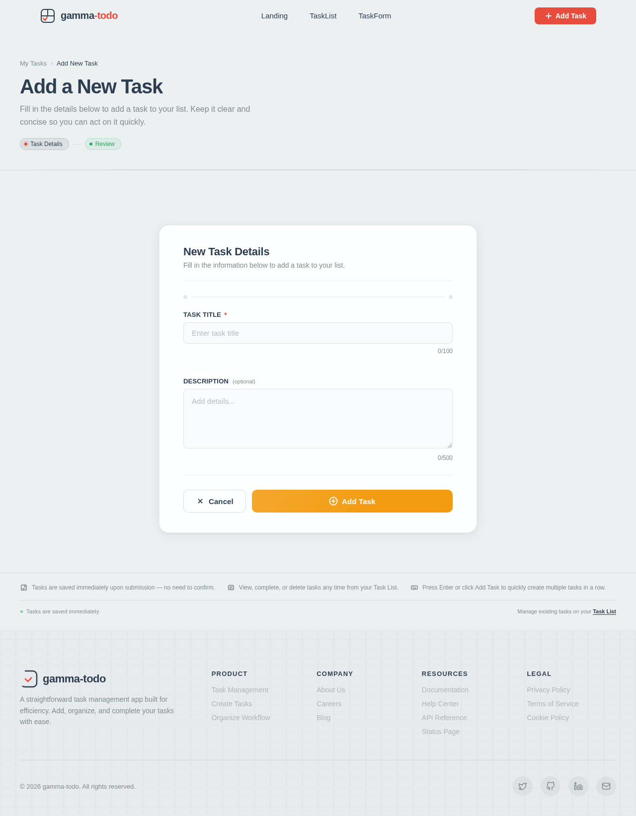 TaskForm design preview