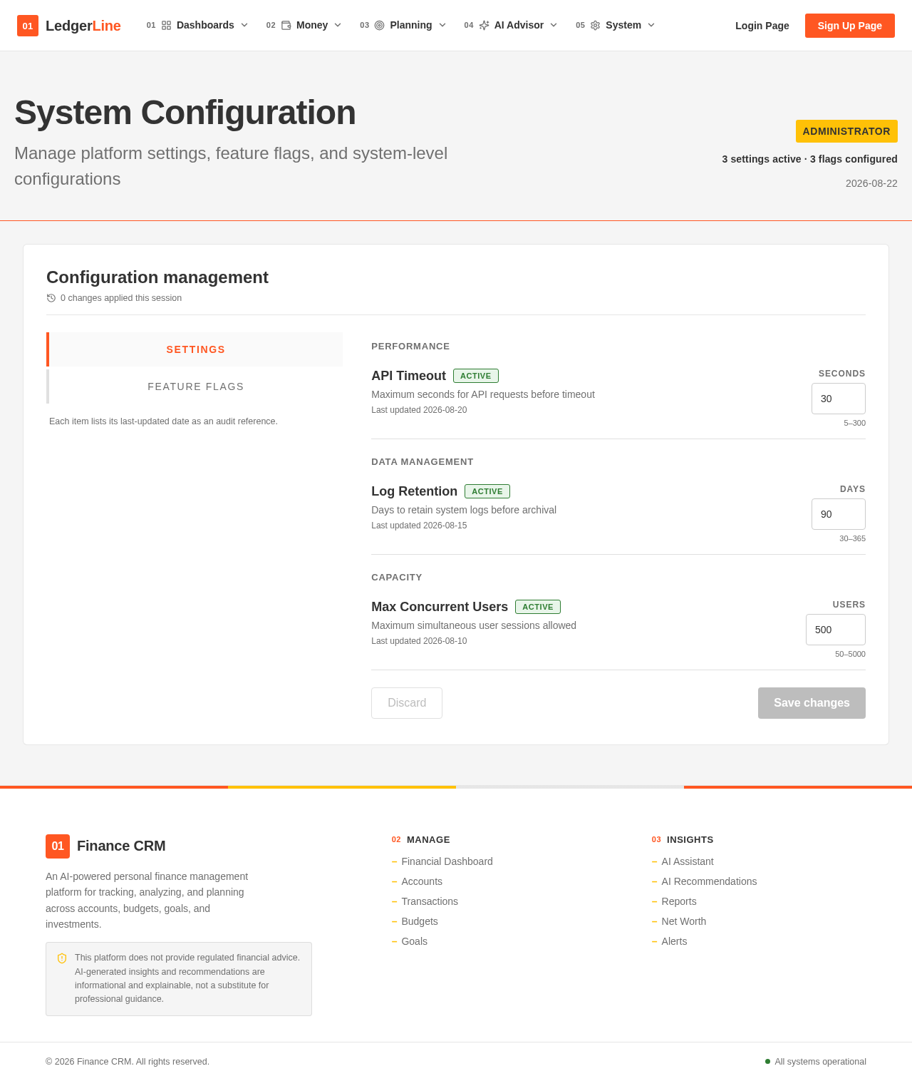 System Configuration Page design preview