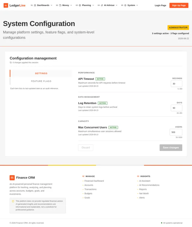 System Configuration Page