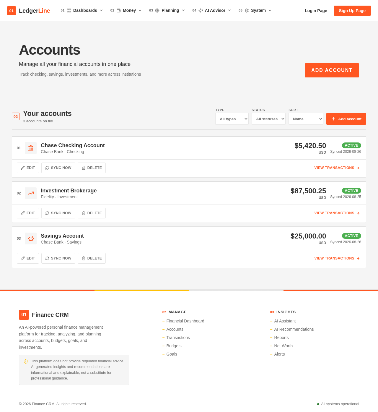 Accounts Page design preview