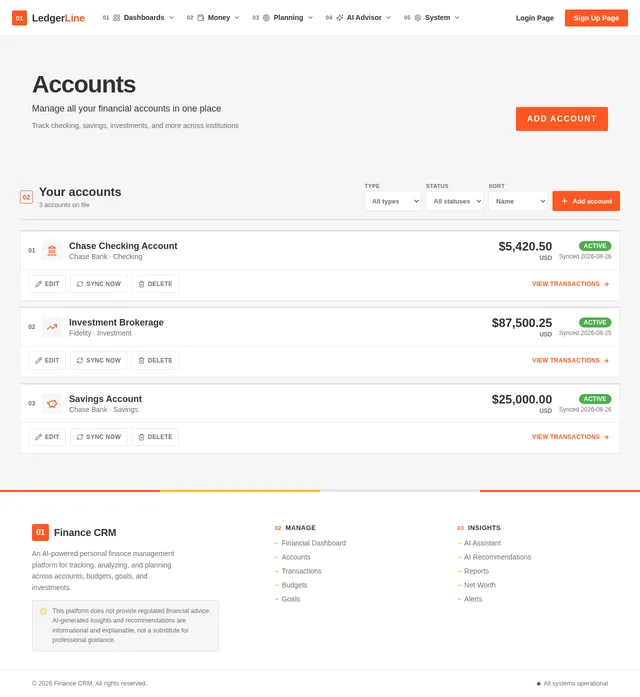 Accounts Page