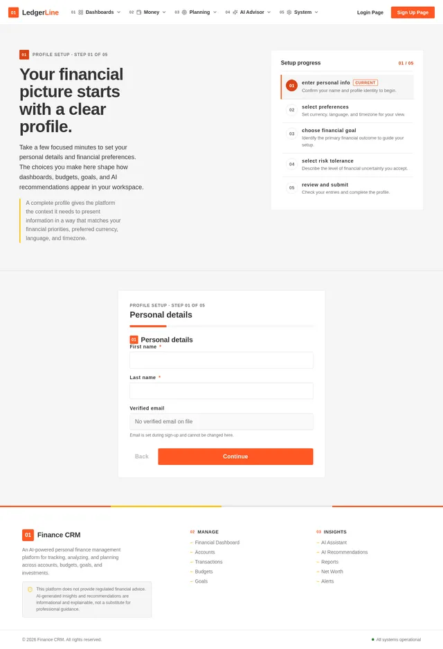 Profile Setup Page