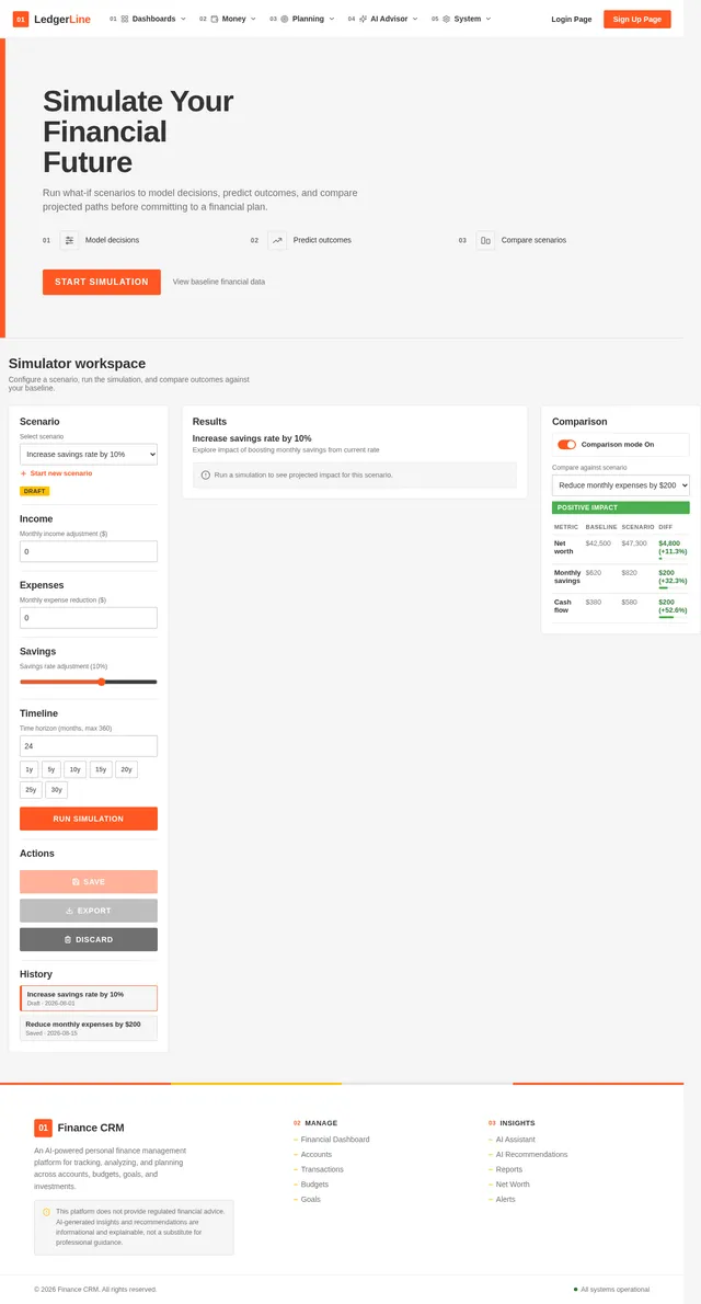 Financial Scenario Simulator Page