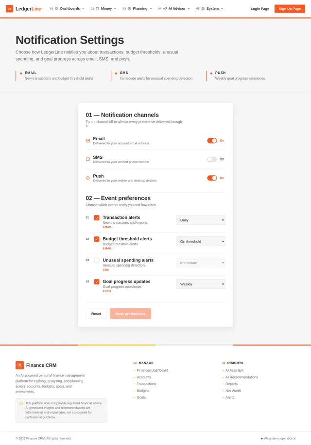 Notification Settings Page