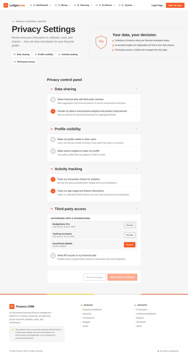 Privacy Settings Page