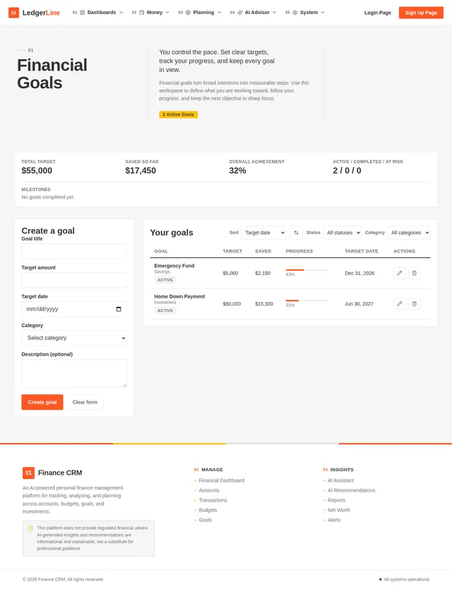 Goals Page