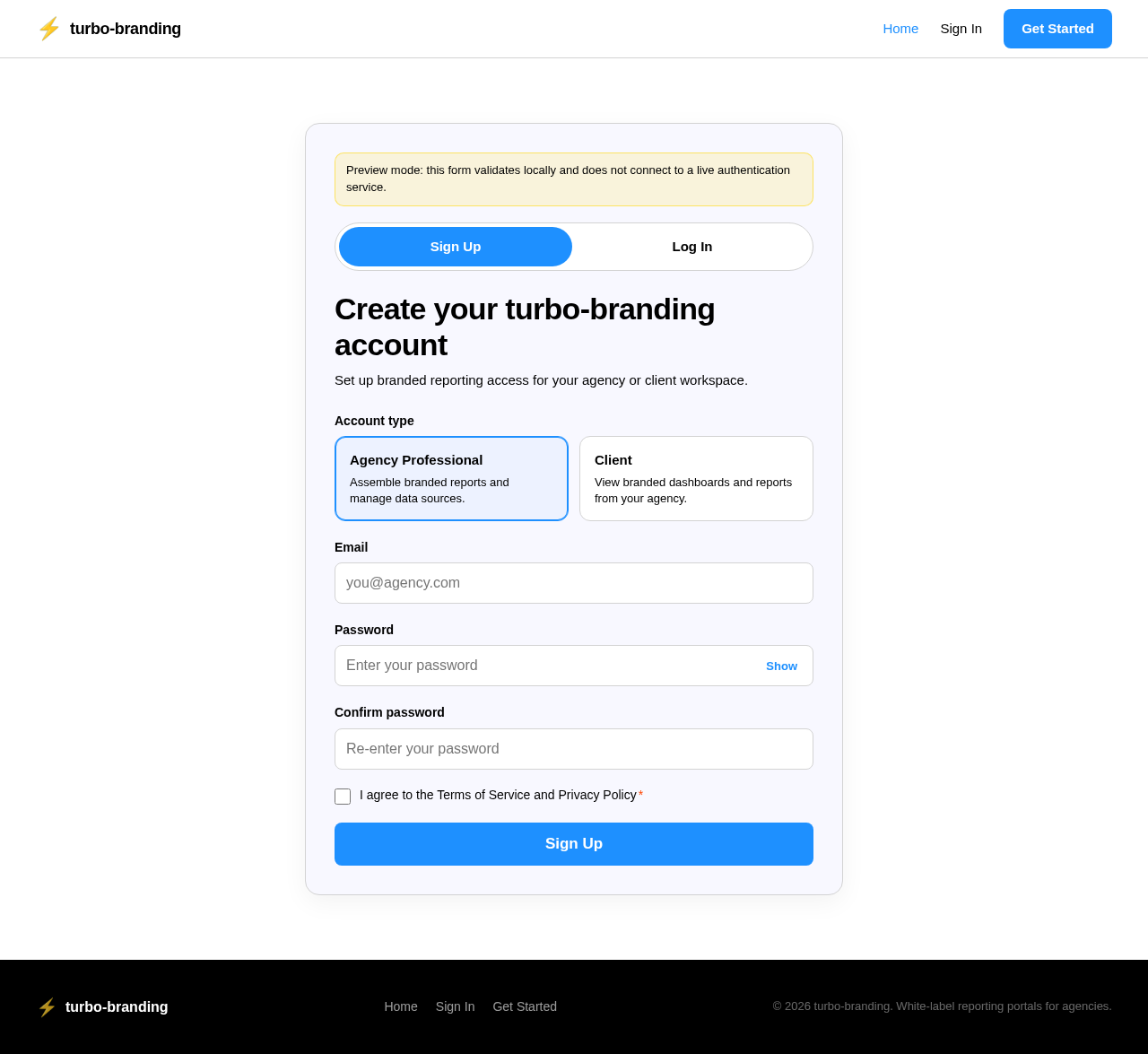 Authentication design preview