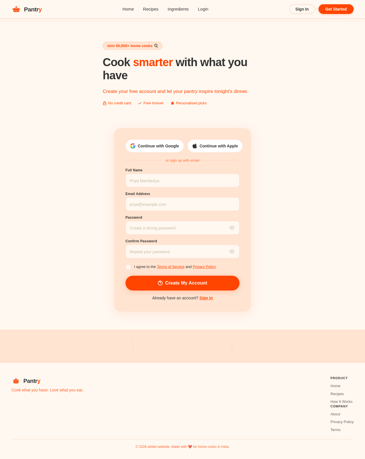 Signup design preview