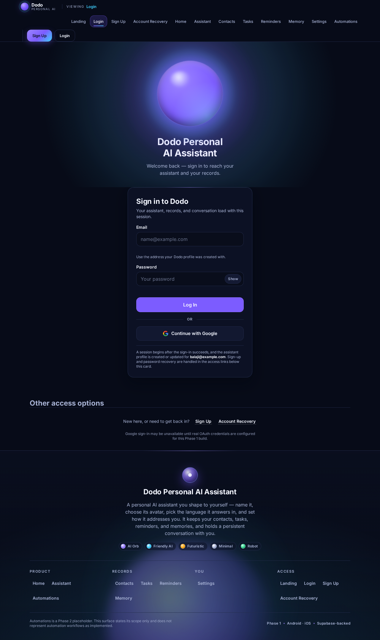 Login design preview