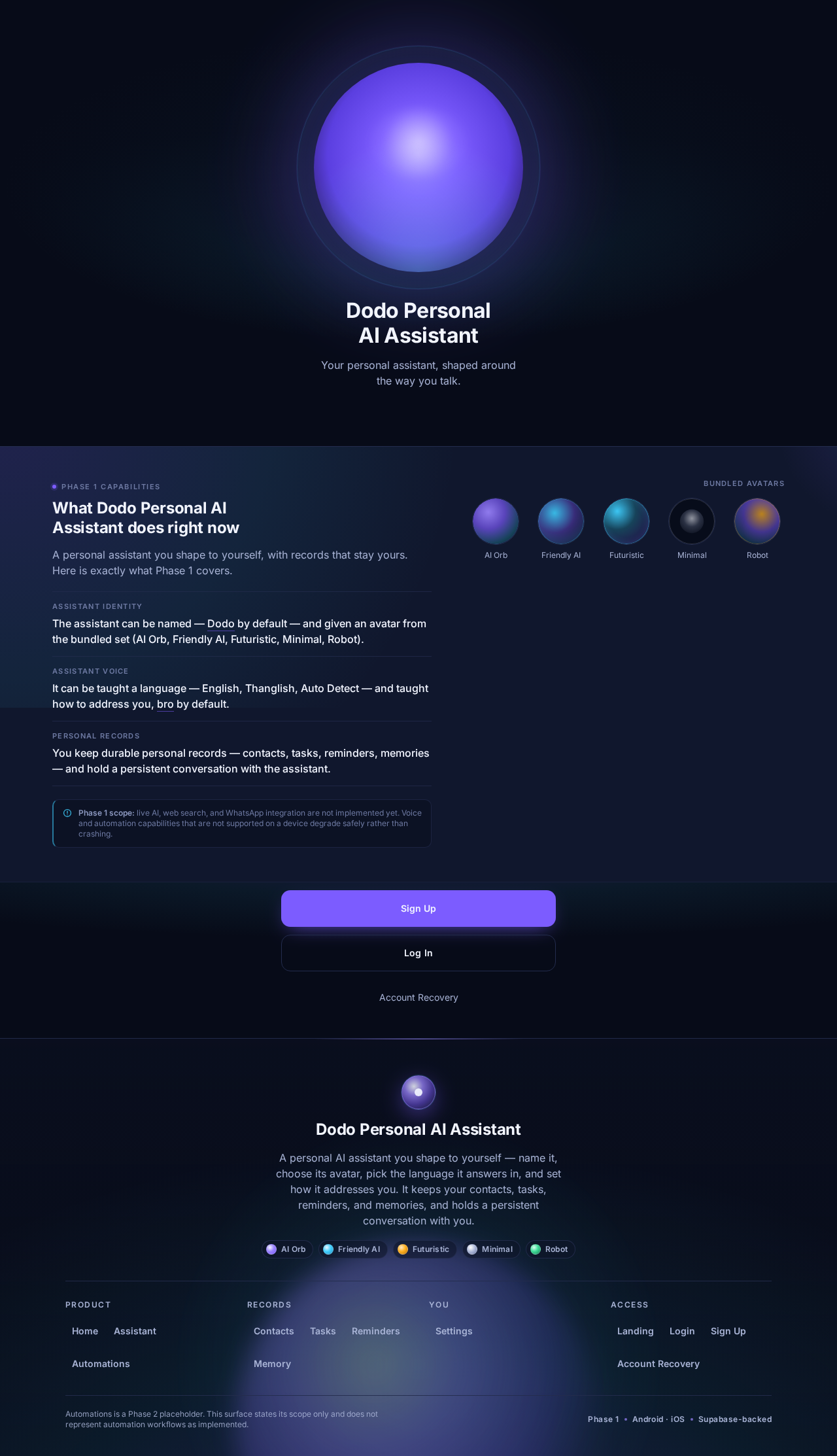 Landing design preview