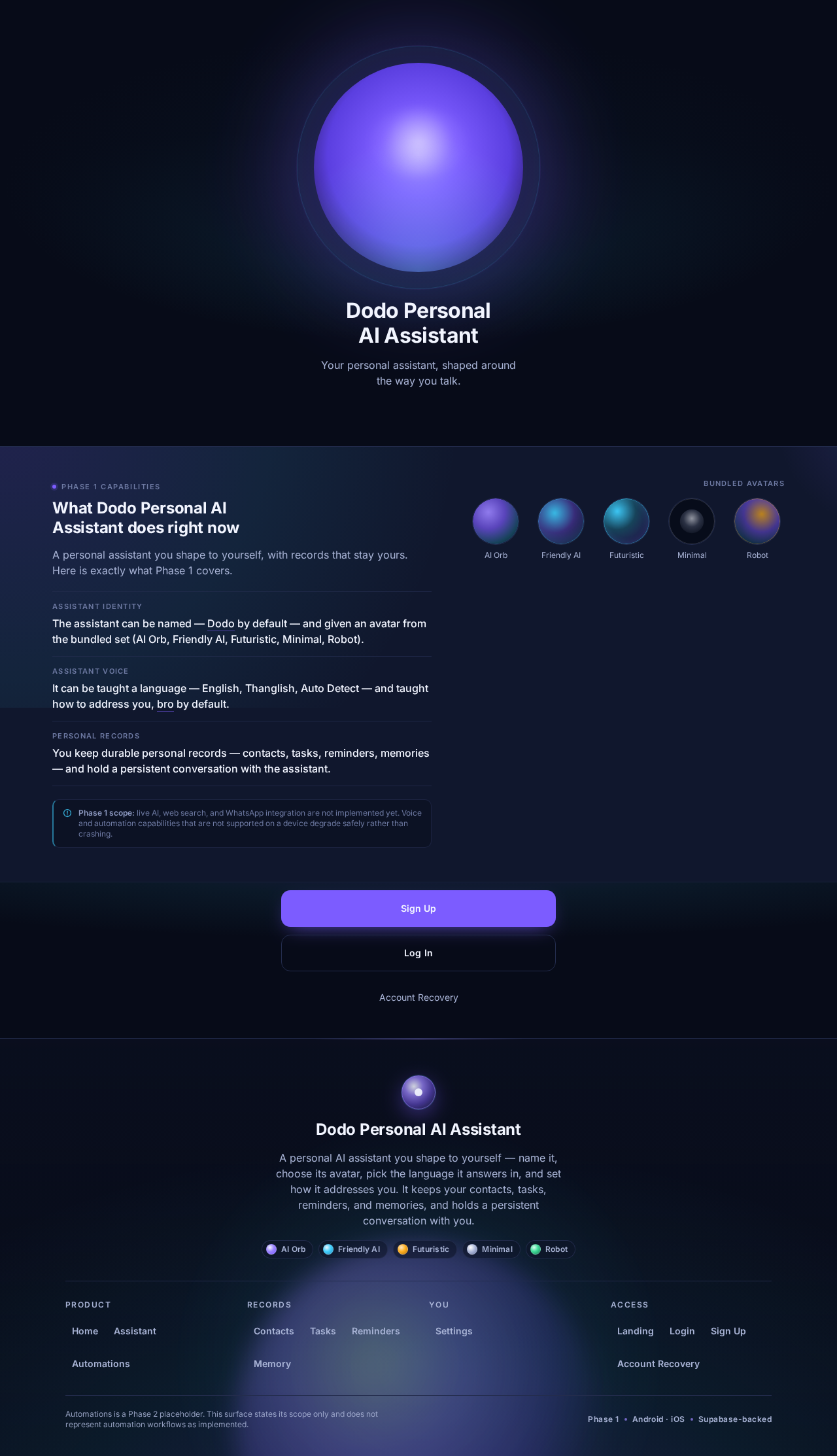 Landing design preview