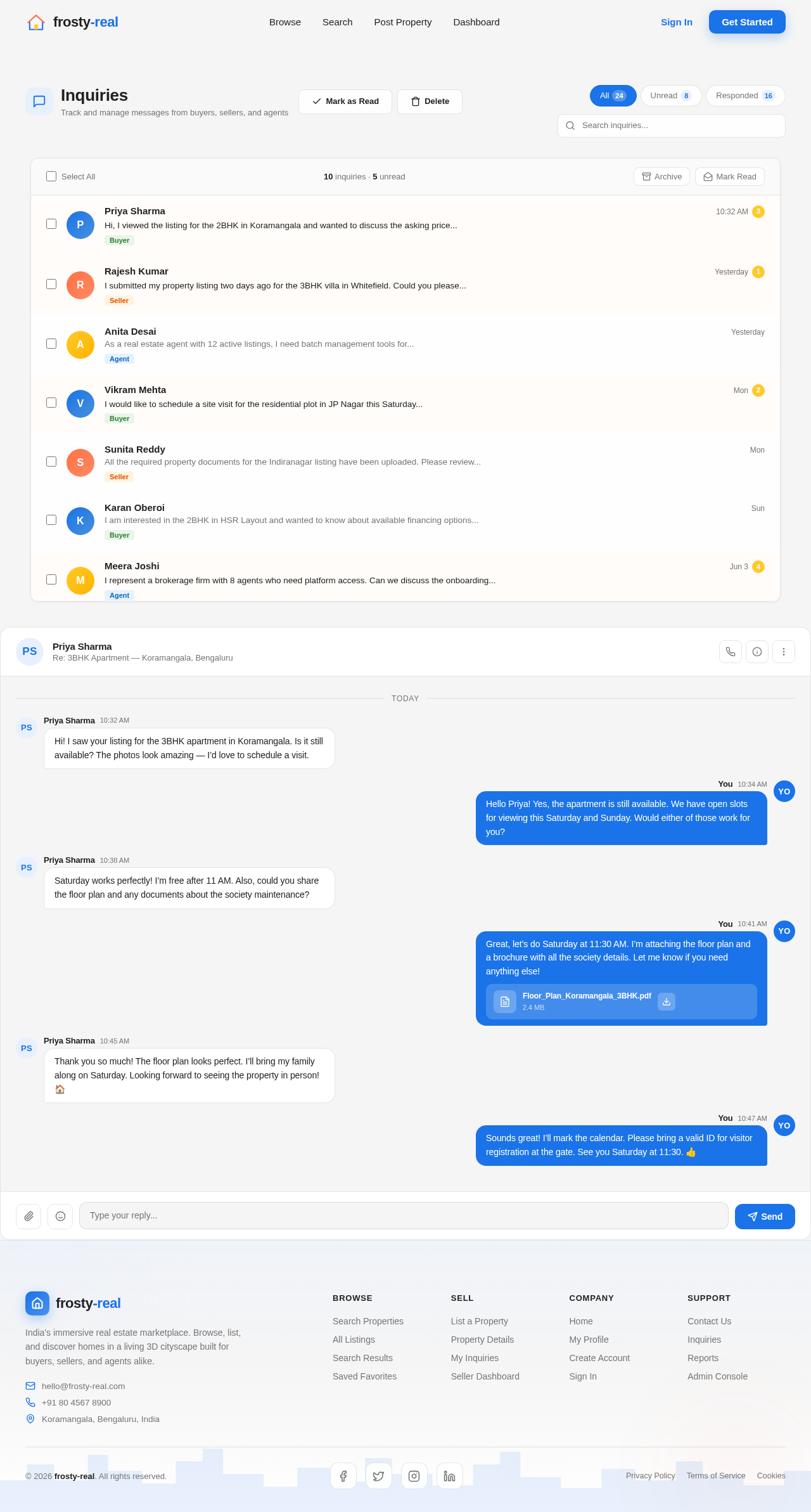 Inquiries design preview