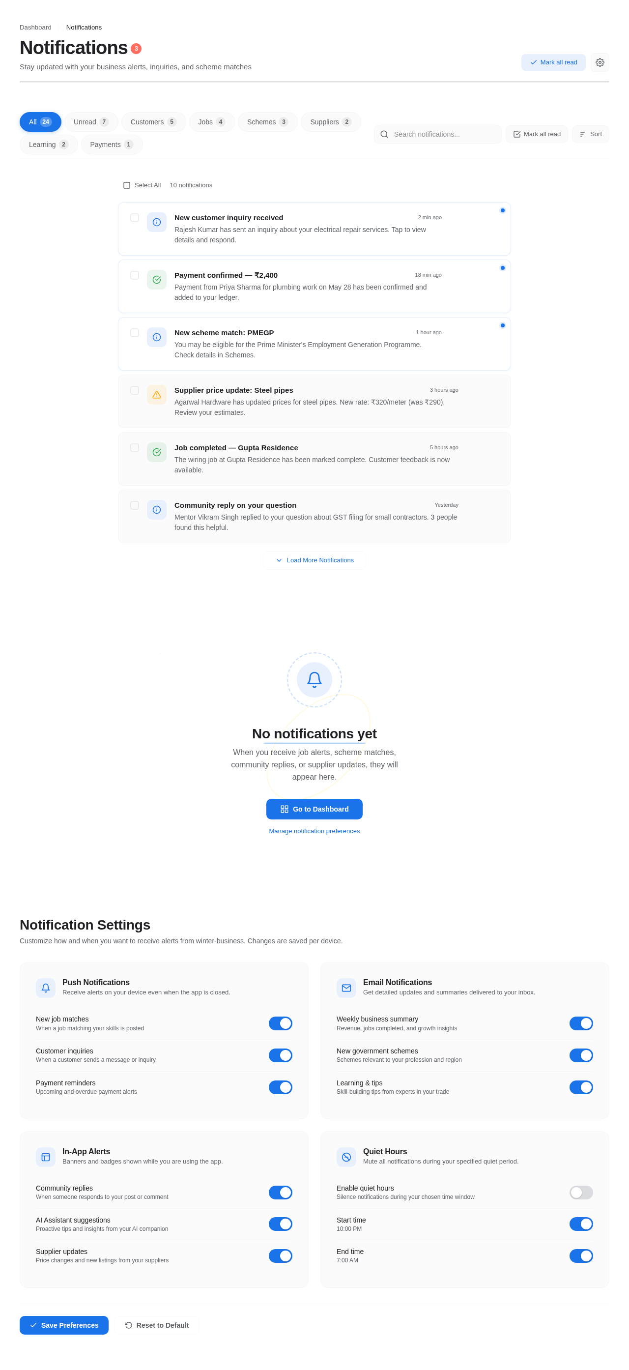 Notifications design preview