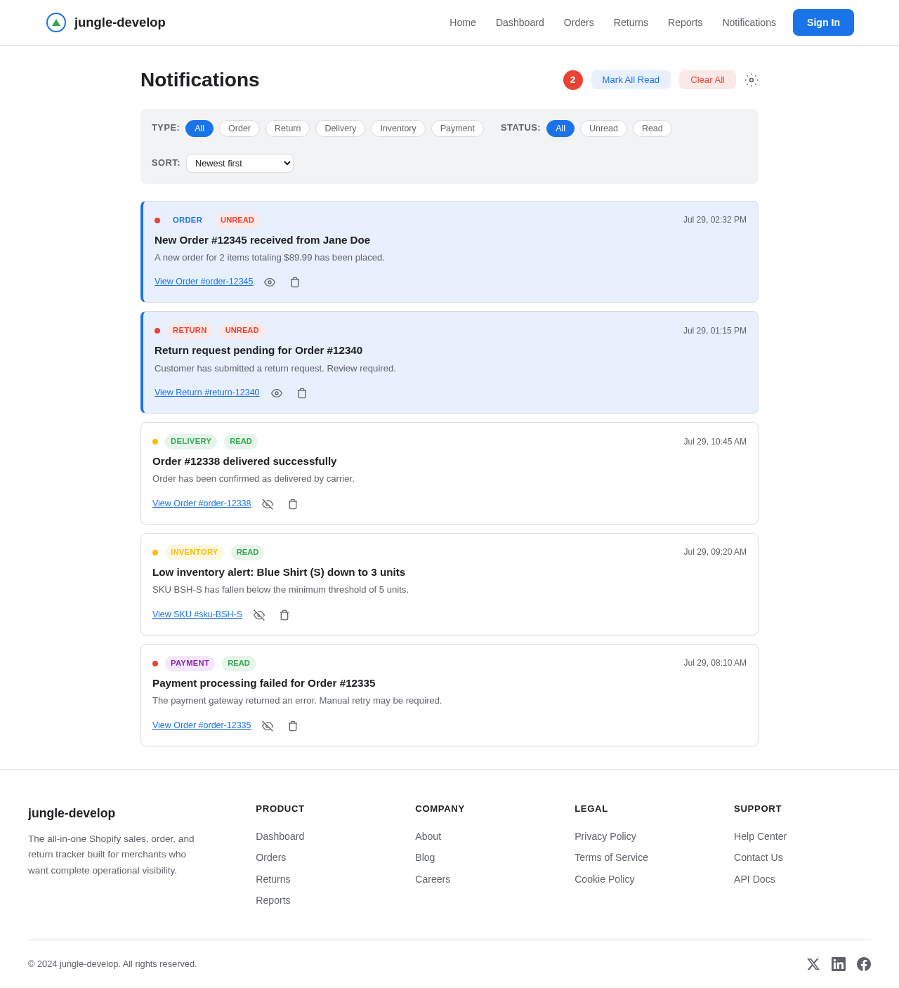 Notifications design preview