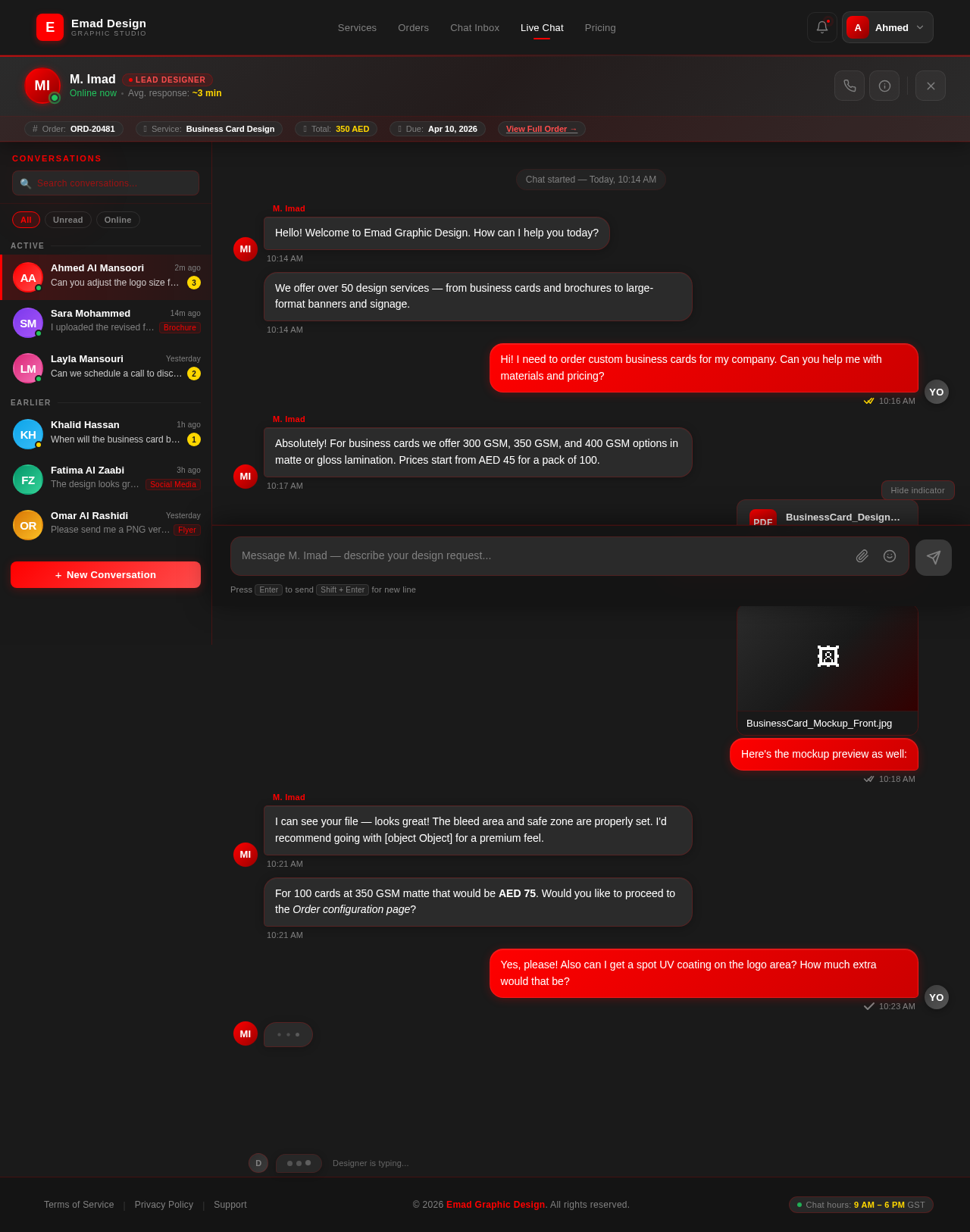 Live Chat design preview