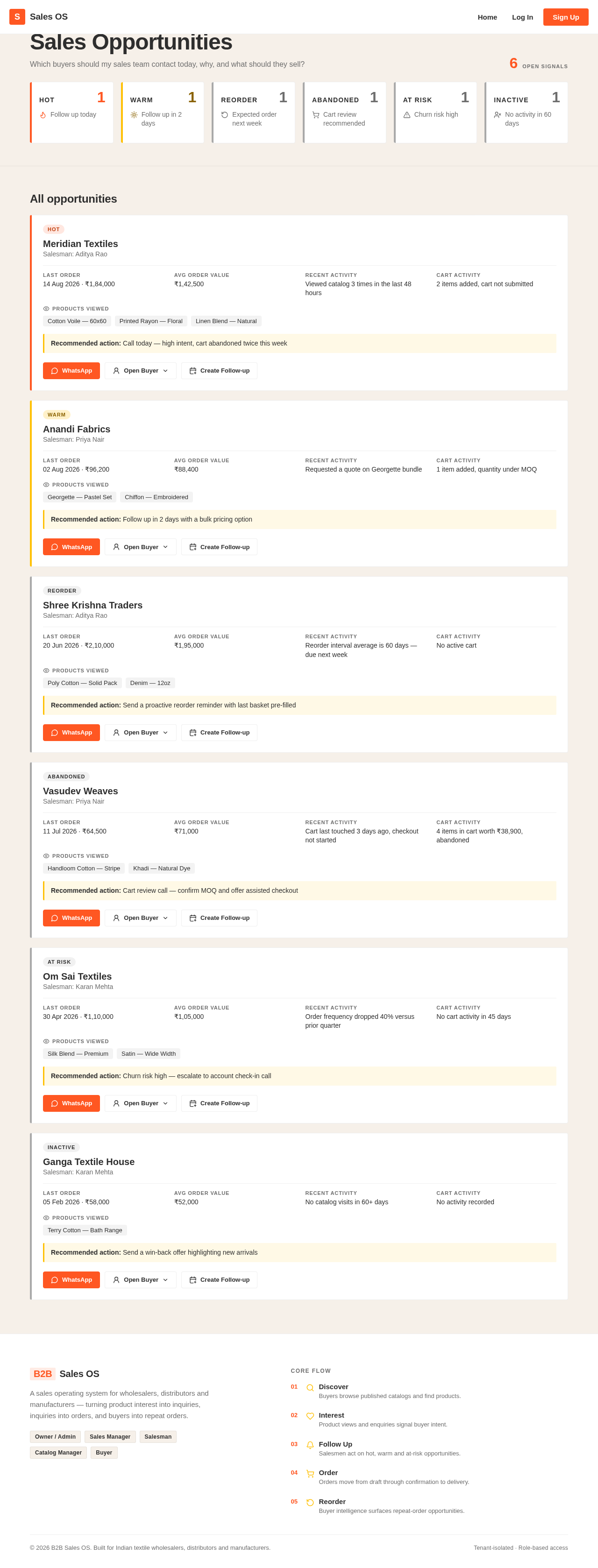 Sales Opportunities design preview