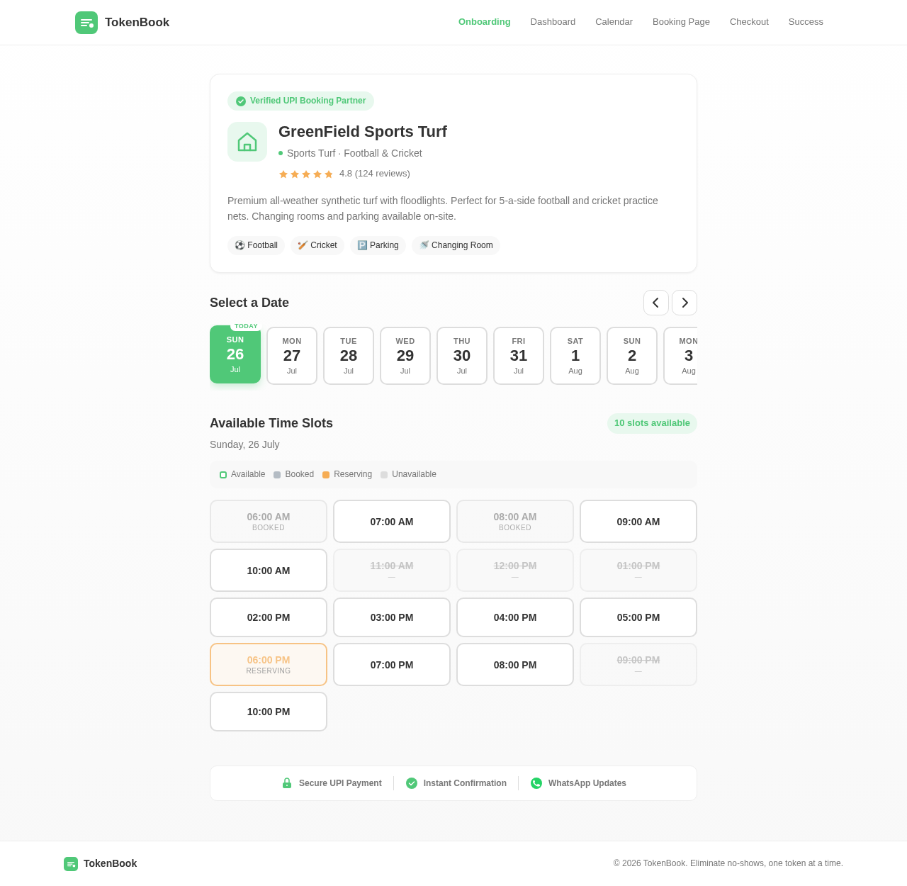 Booking Page design preview