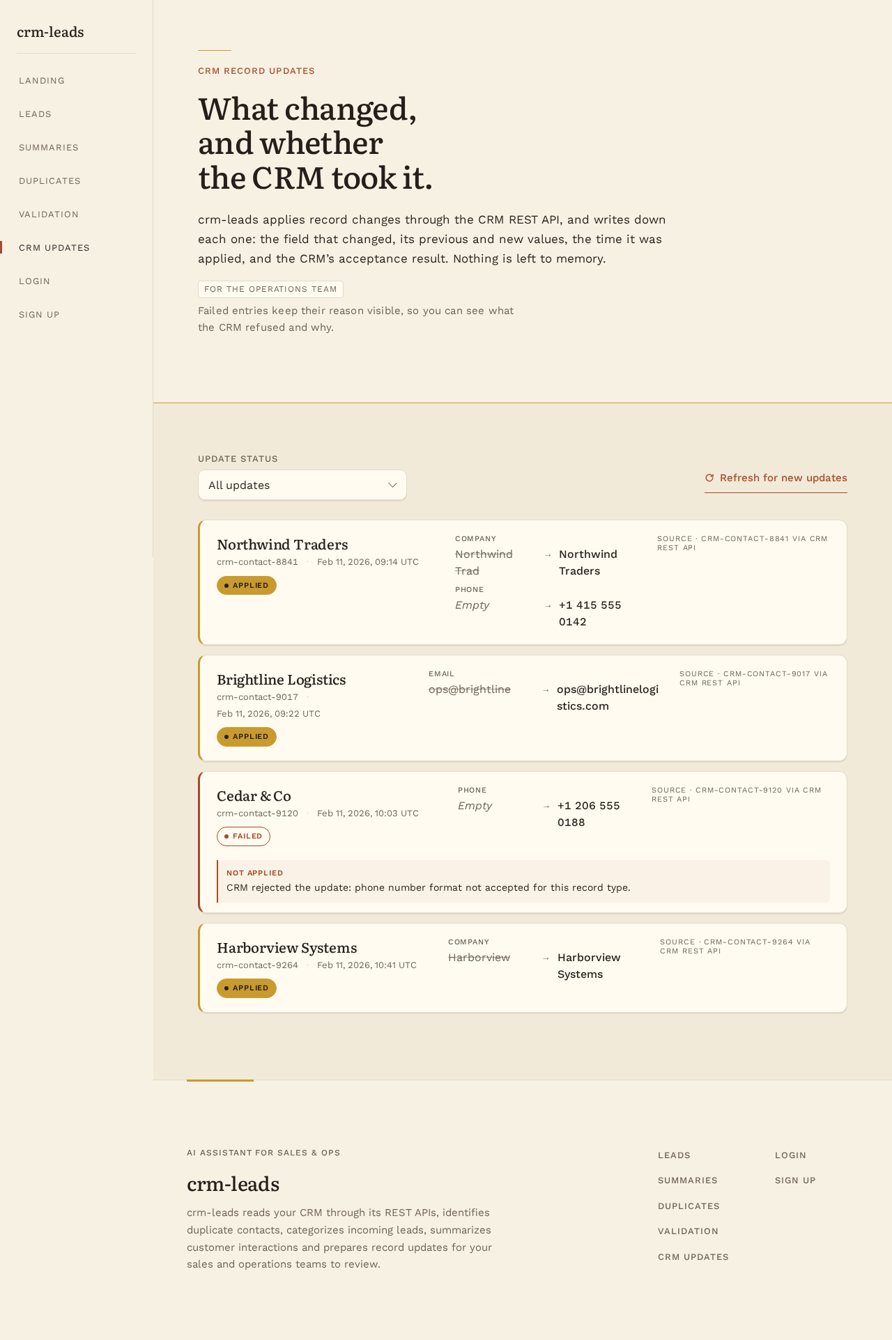 CRM Updates design preview