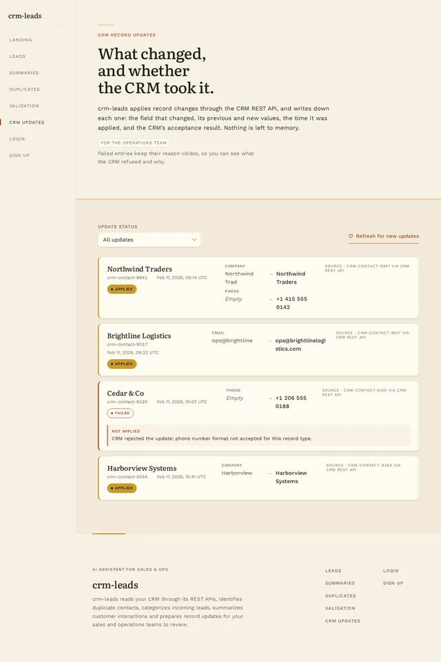 CRM Updates