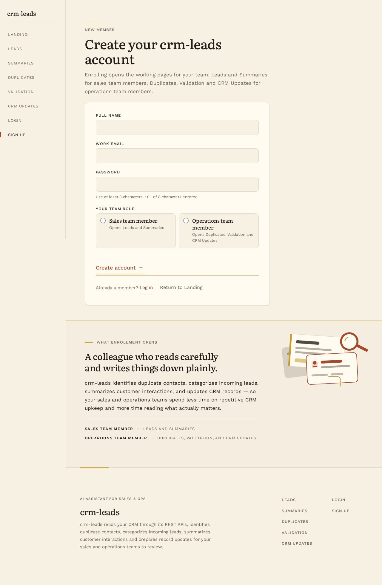 Sign Up design preview