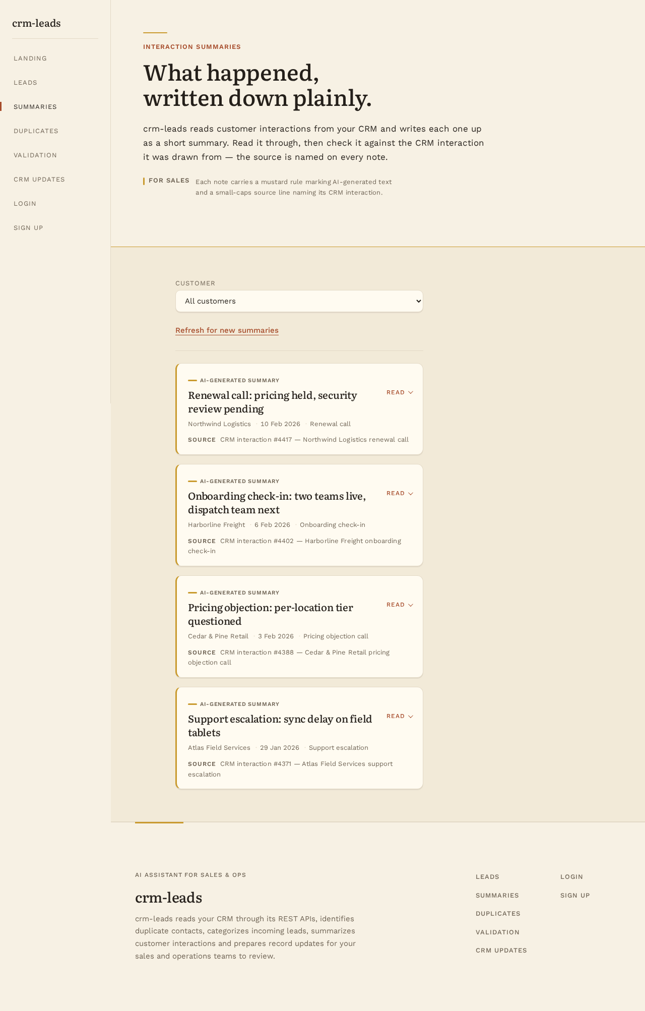 Summaries design preview
