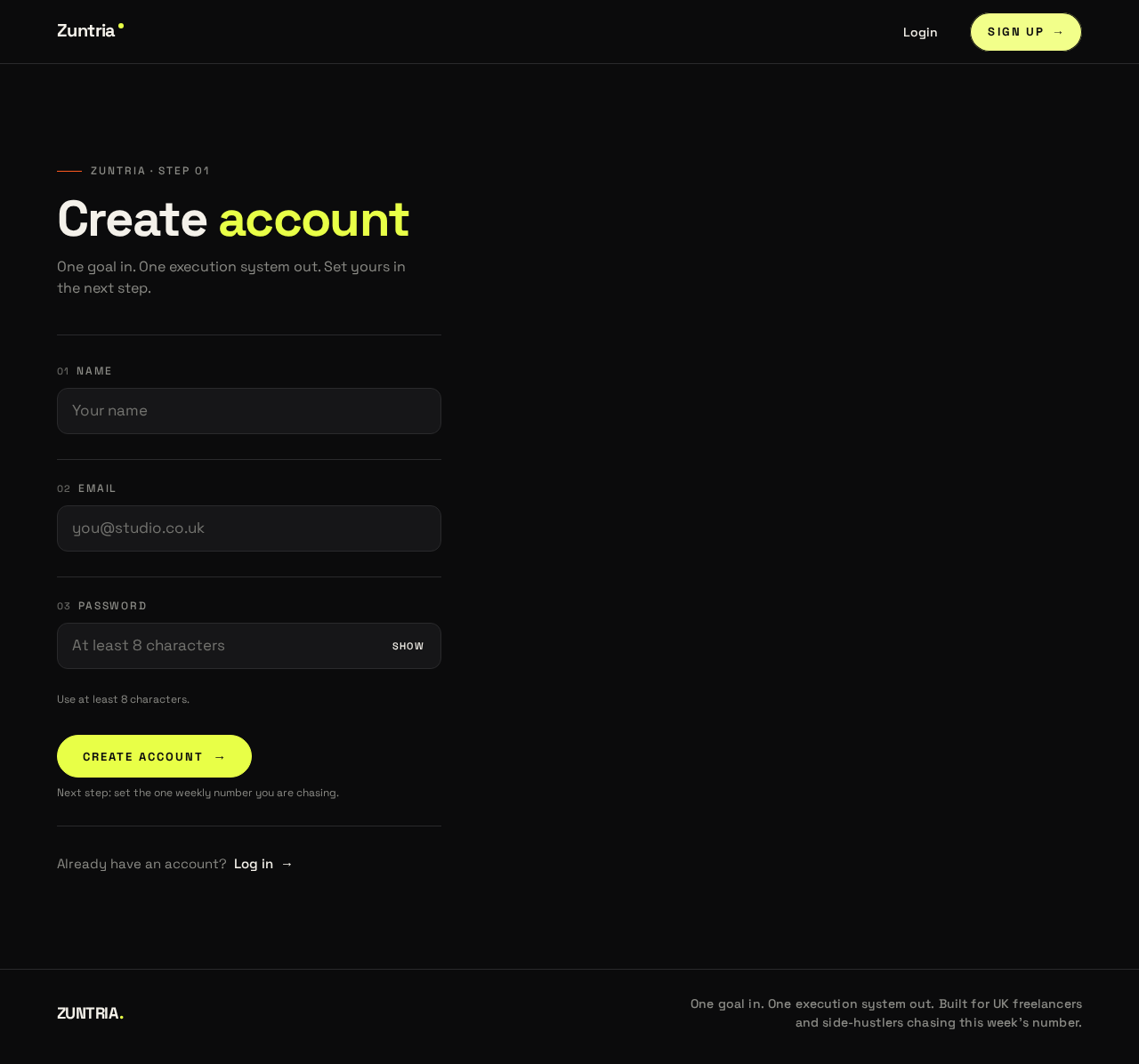 Sign Up design preview