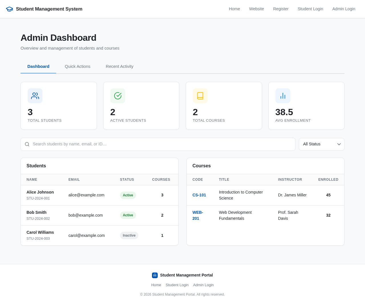Admin Dashboard design preview
