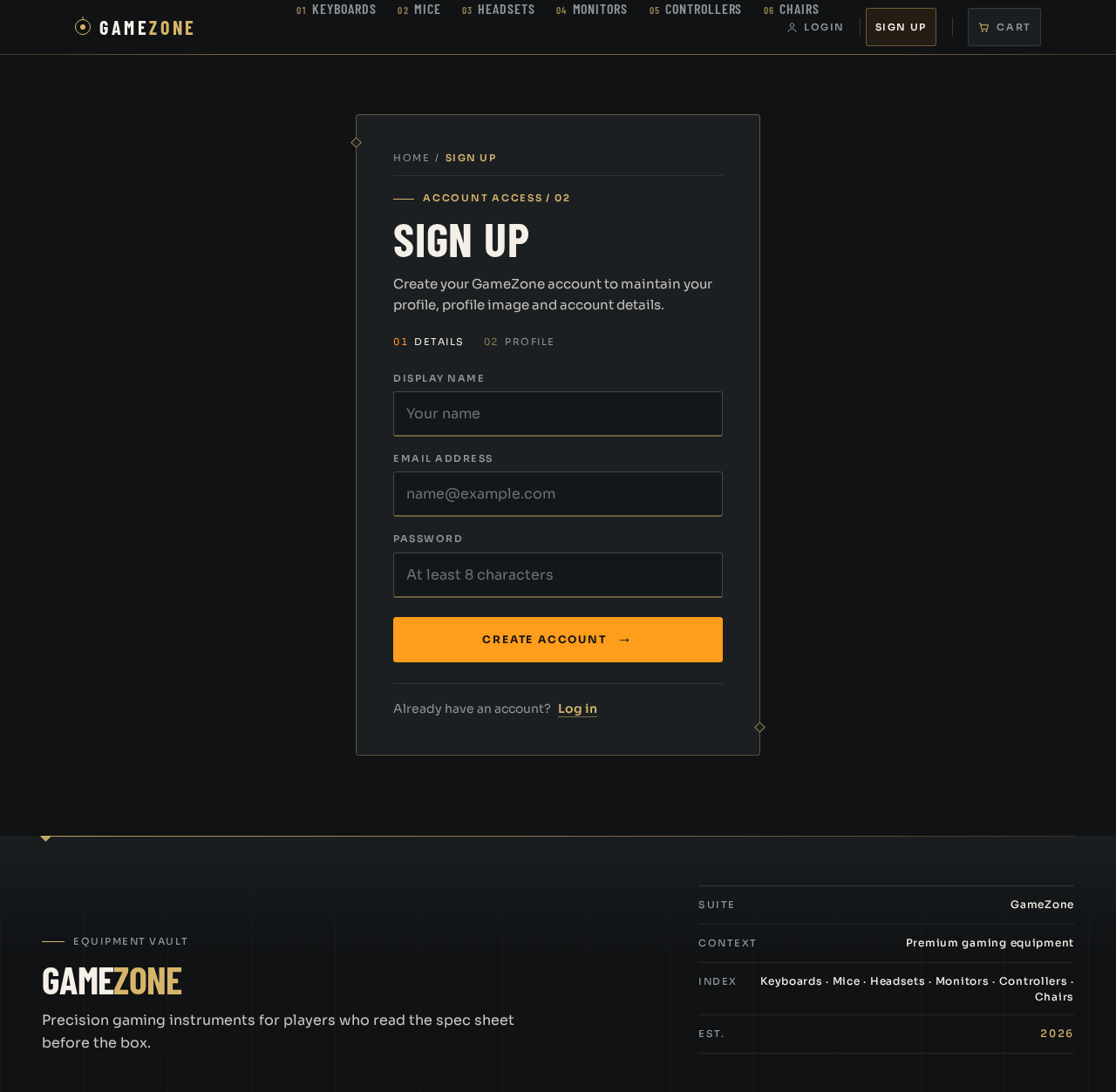 Sign Up design preview