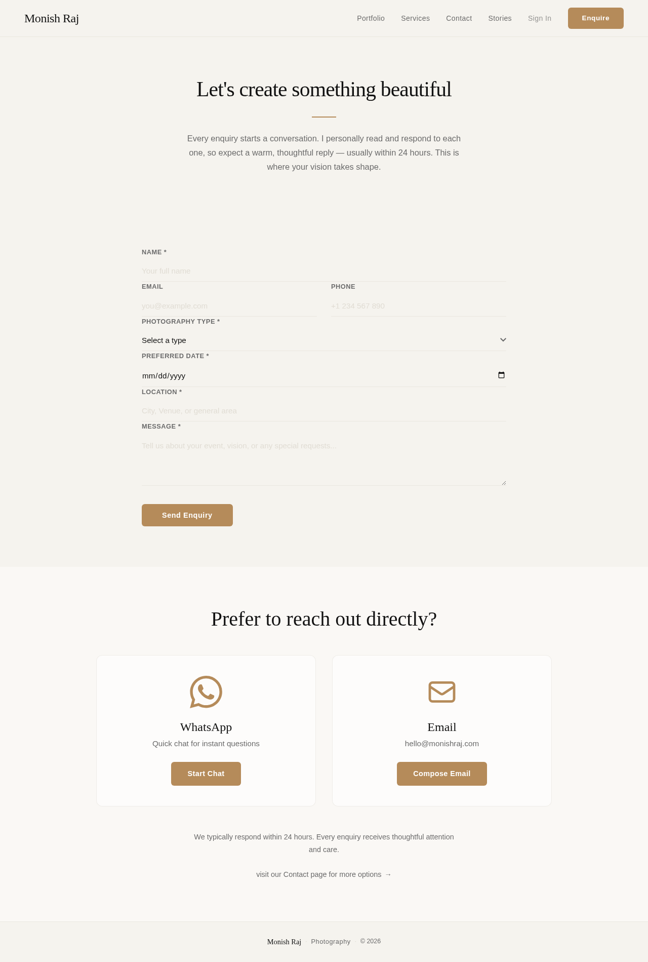 Enquiry design preview