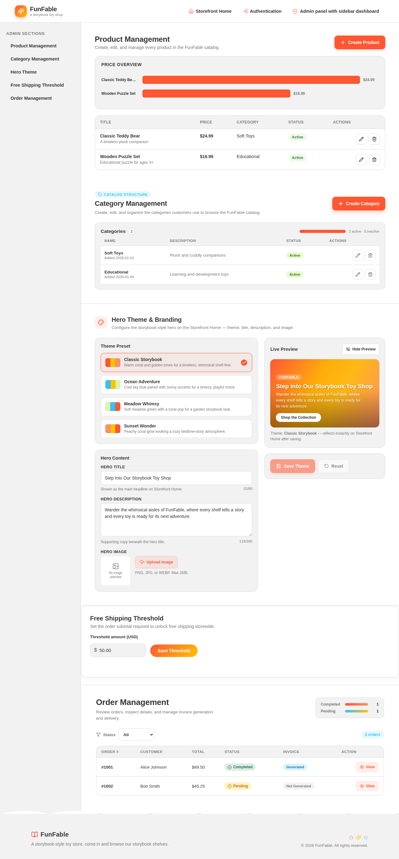 Admin panel with sidebar dashboard design preview