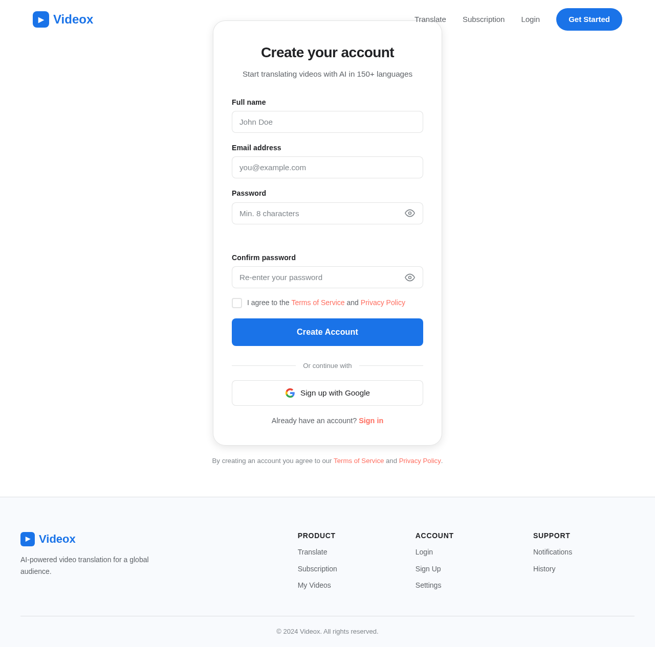 Signup design preview