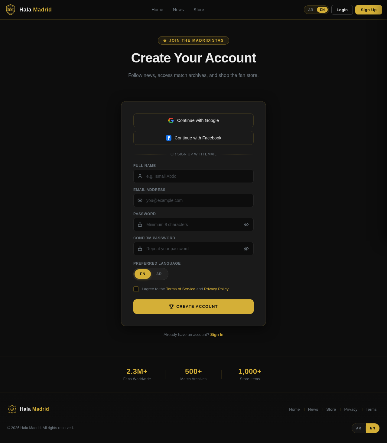 Signup design preview