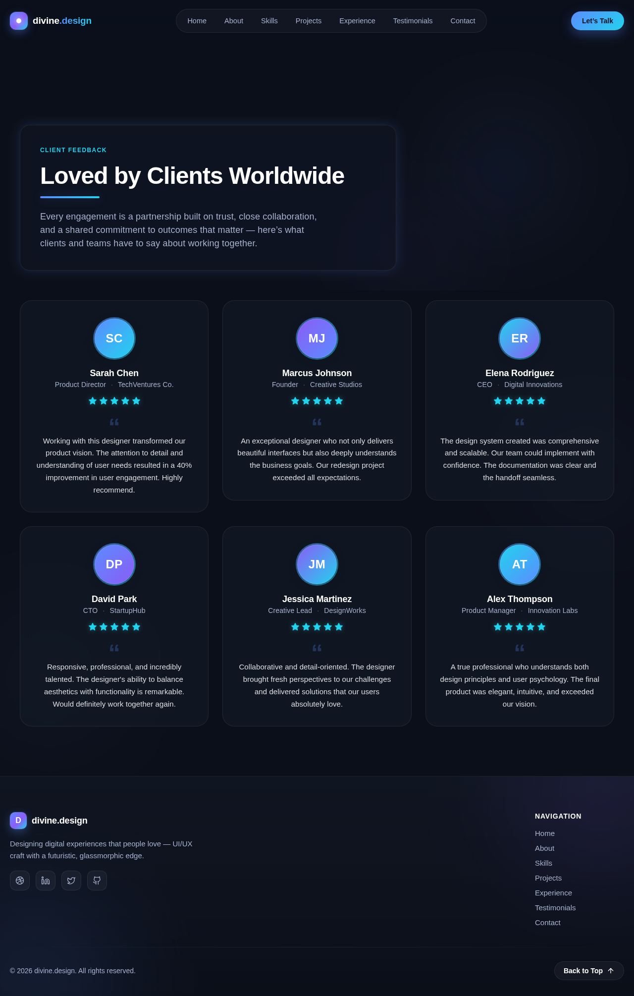 Testimonials design preview