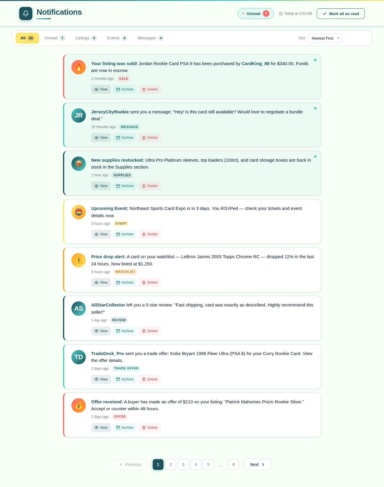 Notifications design preview