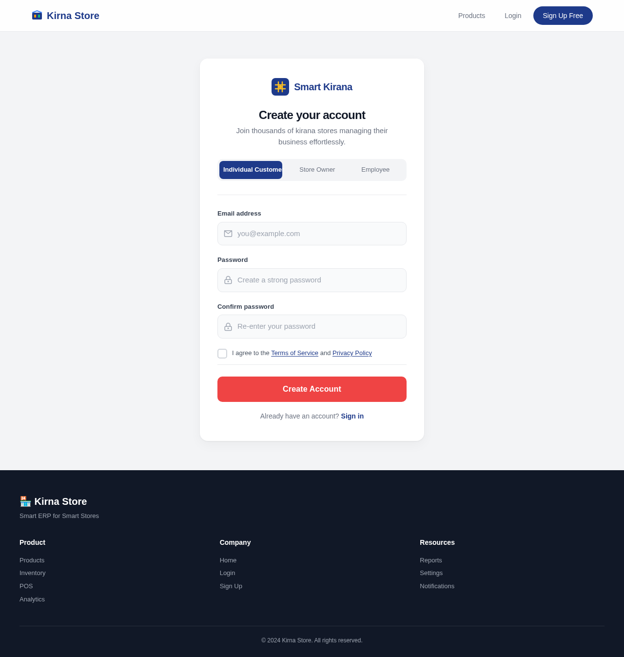 Signup design preview