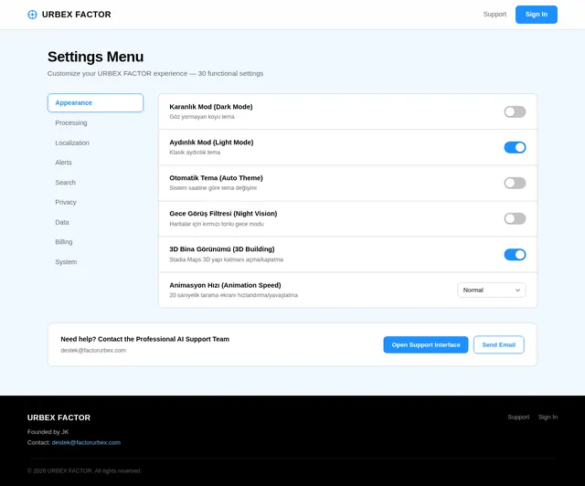 Settings Menu