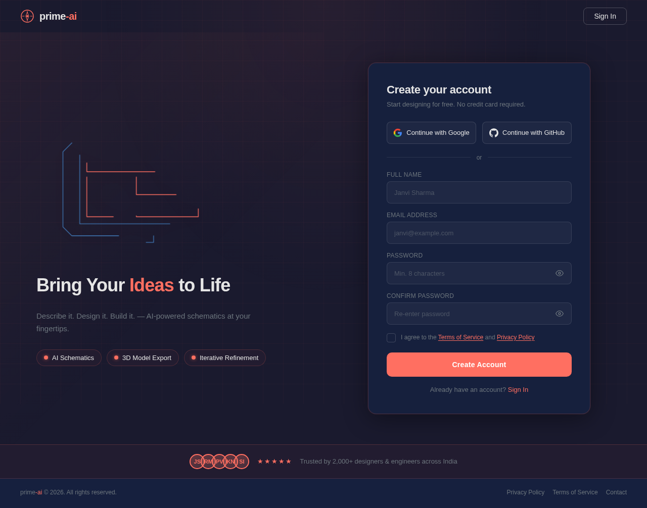 Signup design preview