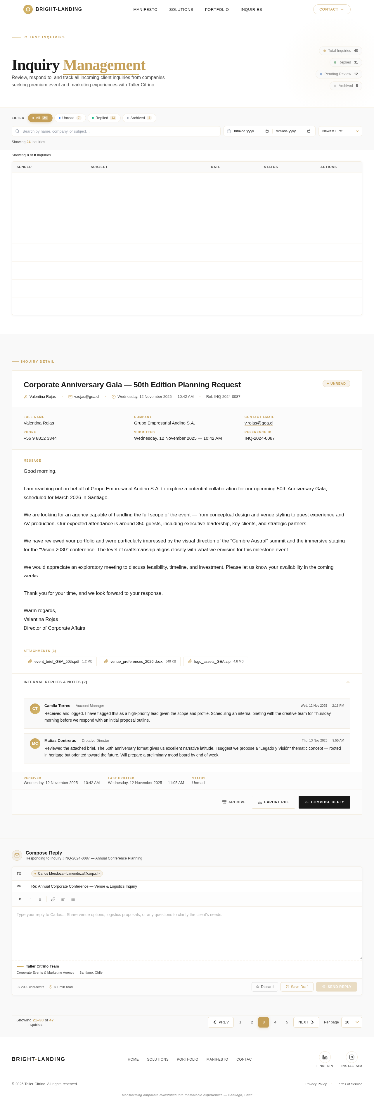 Inquiries design preview