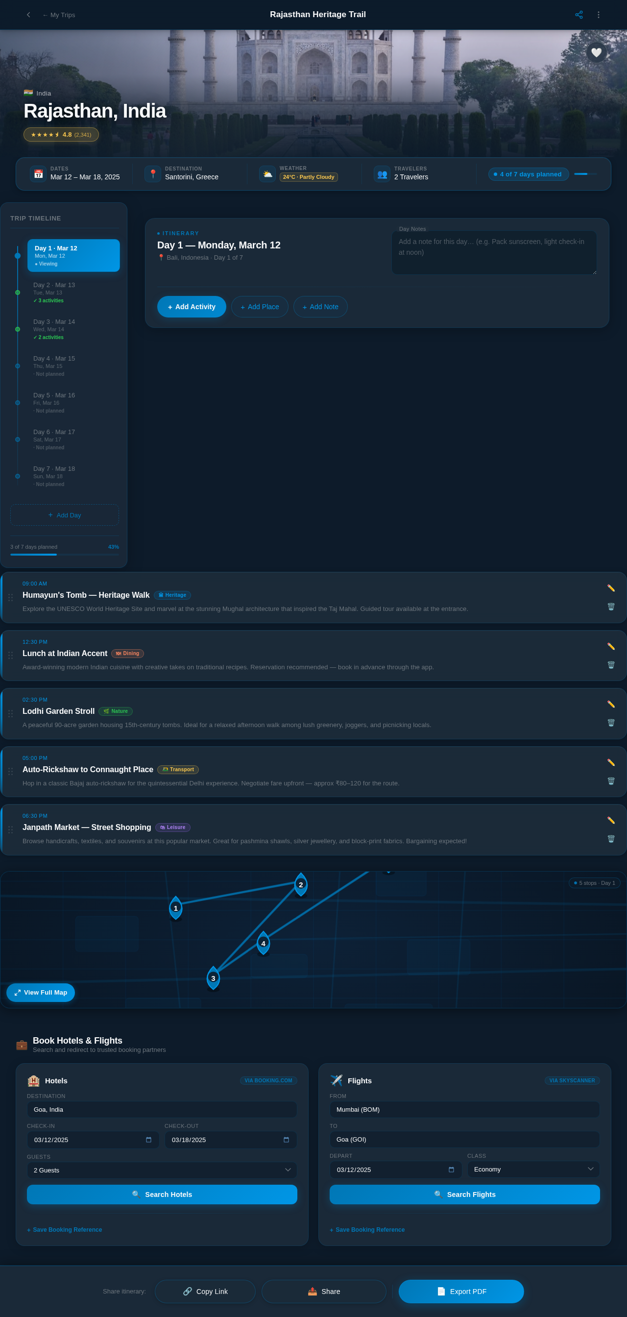 Itinerary design preview