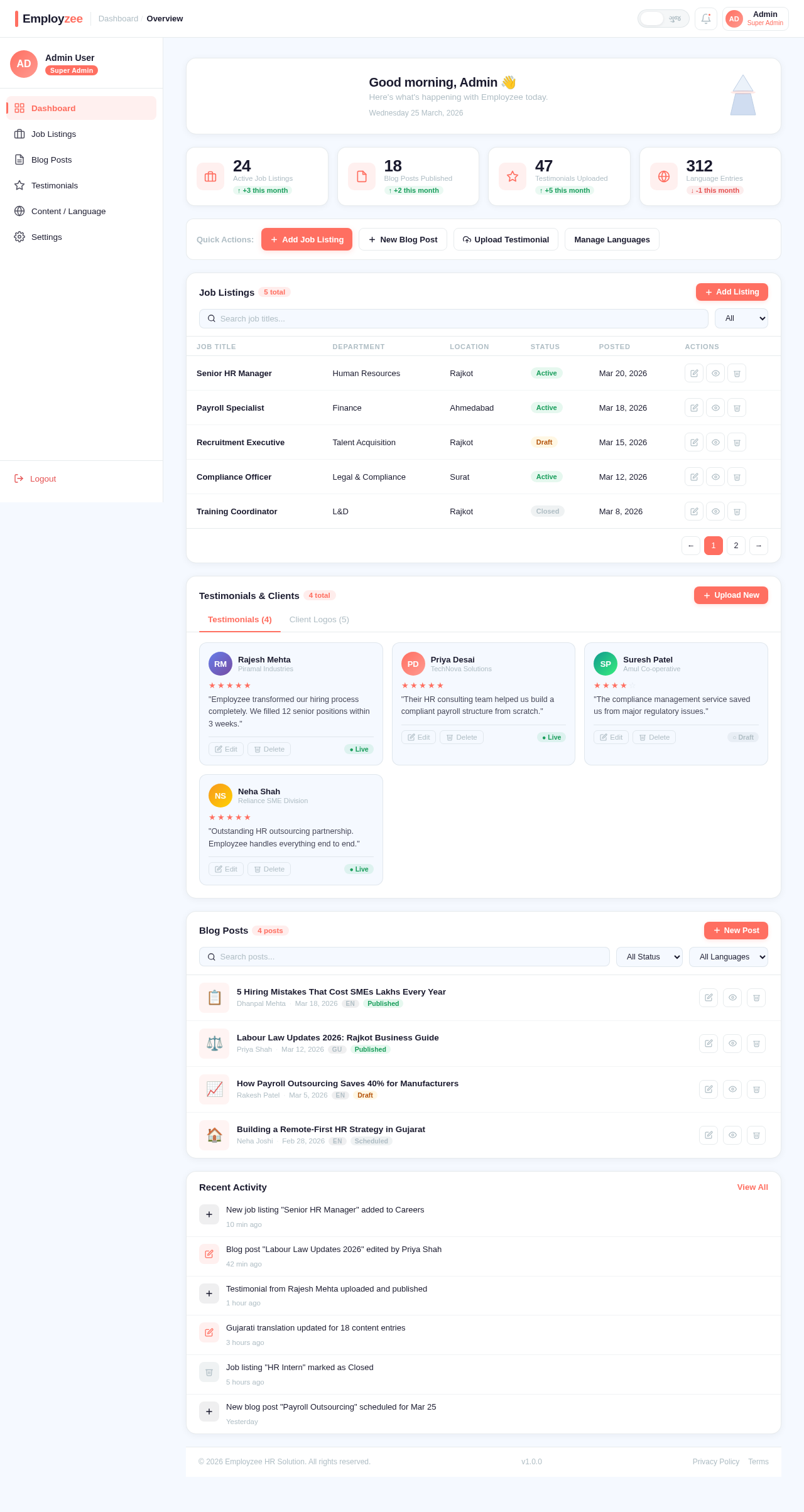 Dashboard design preview
