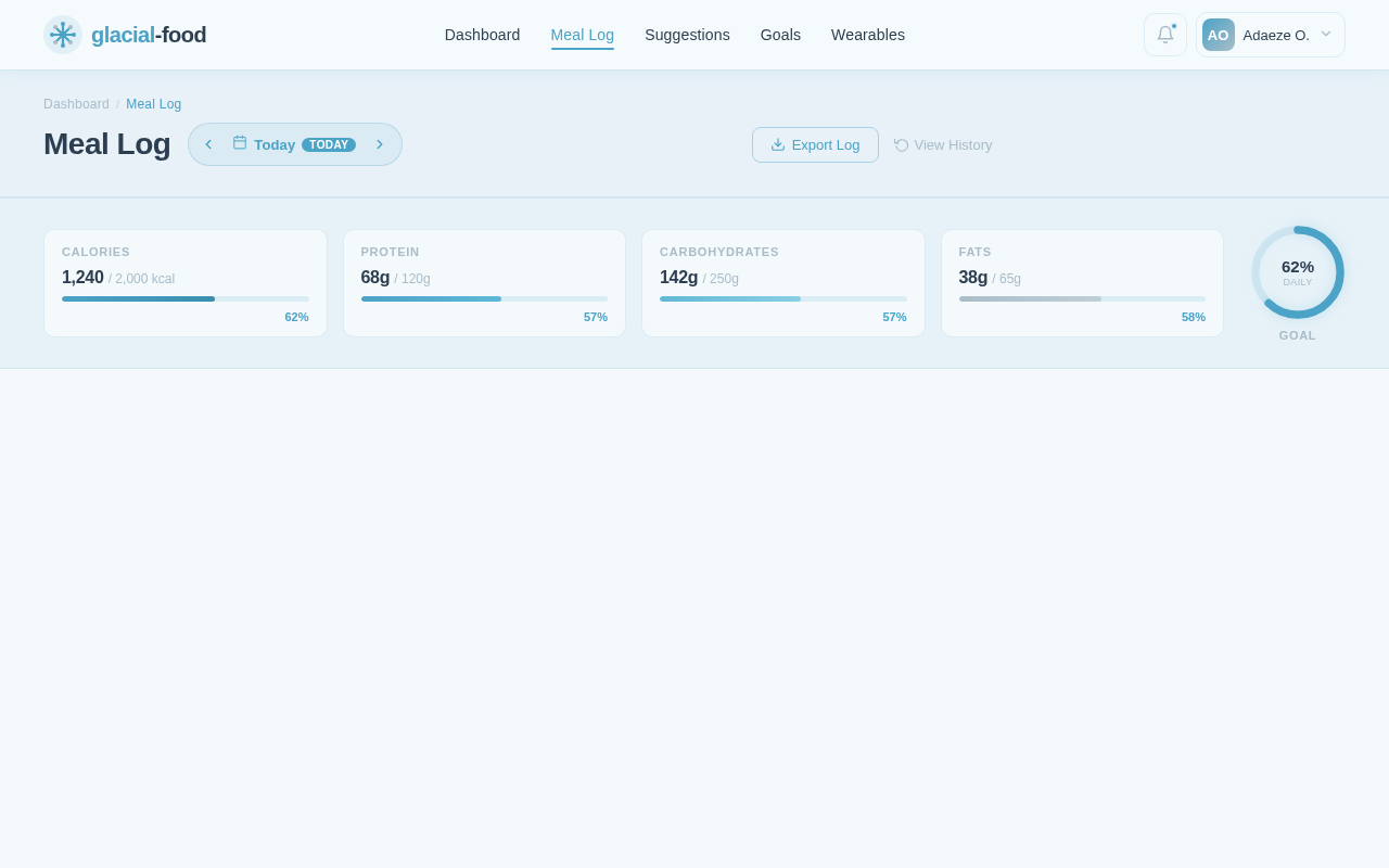 Meal Log design preview