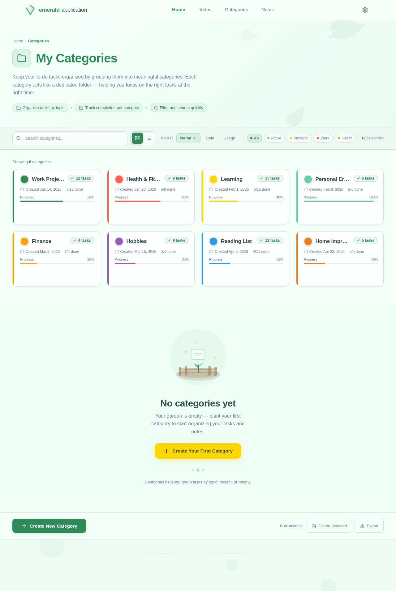 Categories design preview