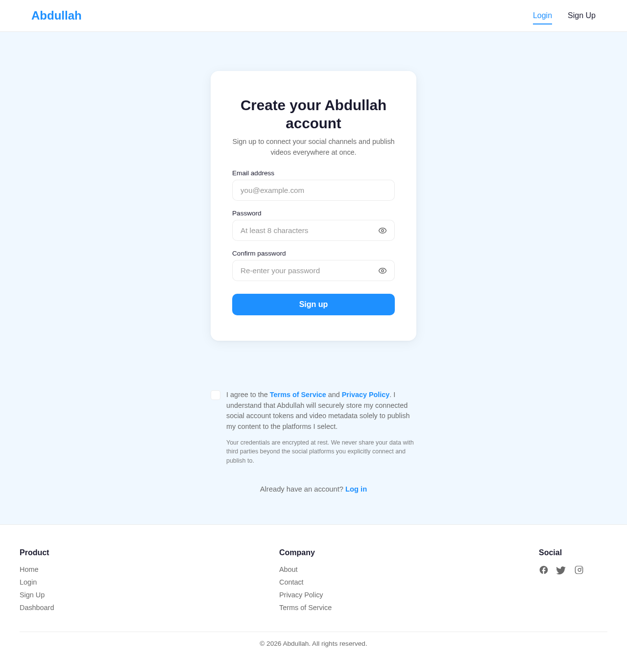 Signup design preview