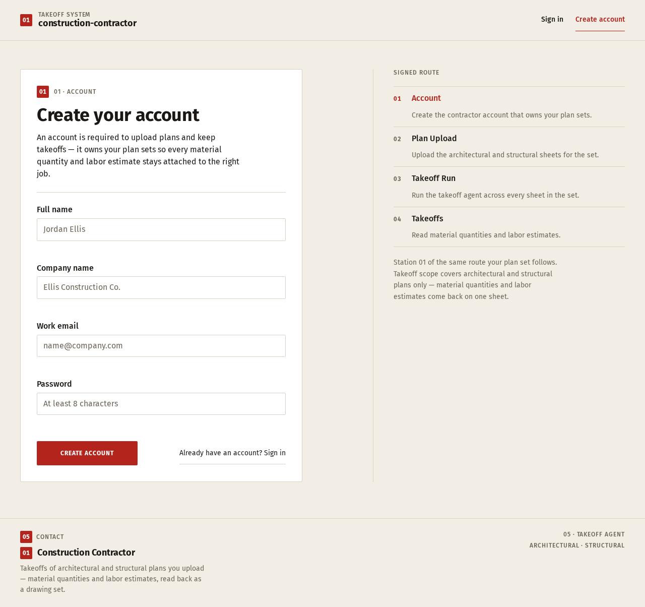 Sign Up design preview