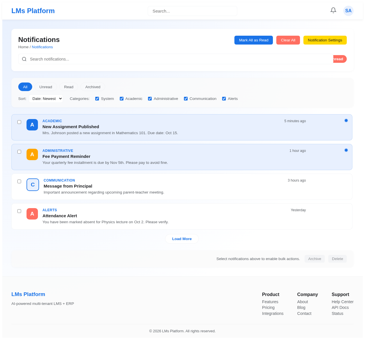 Notifications design preview